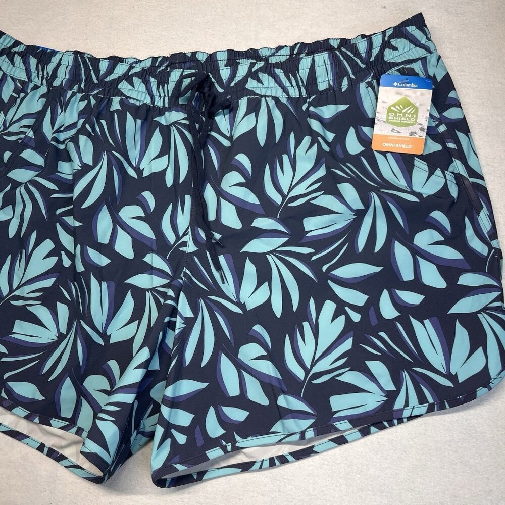 Columbia Sandy River Blue Leaf Print Shorts NEW 3XL